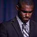 Michigan junior Tim Hardaway Jr. on stage at the basketball banquet on Tuesday, April 16. AnnArbor.com I Daniel Brenner